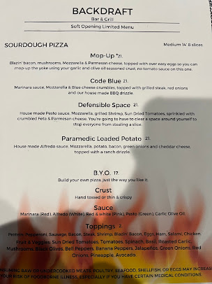 Menu Backdraft Bar Grill - 9