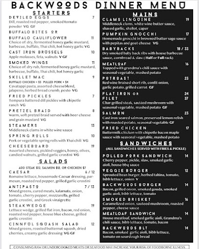 Menu Backwoods Bar And Kitchen - 0