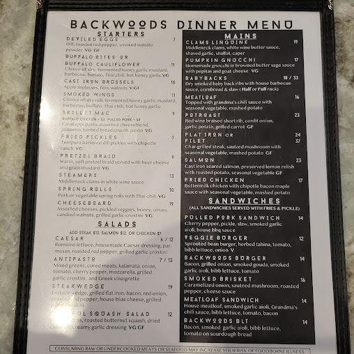 Menu Backwoods Bar And Kitchen - 1
