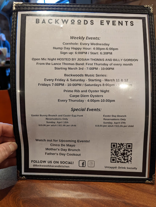 Menu Backwoods Bar And Kitchen - 4
