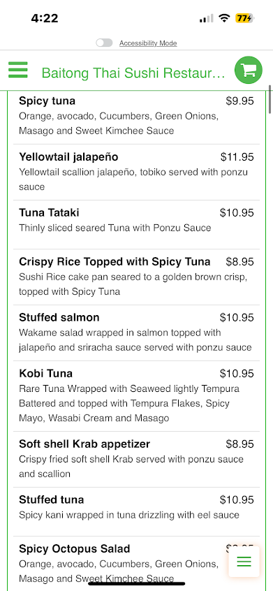 Menu Baitong Thai Sushi Restaurant - 0