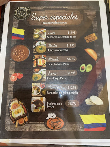 Menu Bandeja Paisa Restaurant. Latin & Fast Food - 5