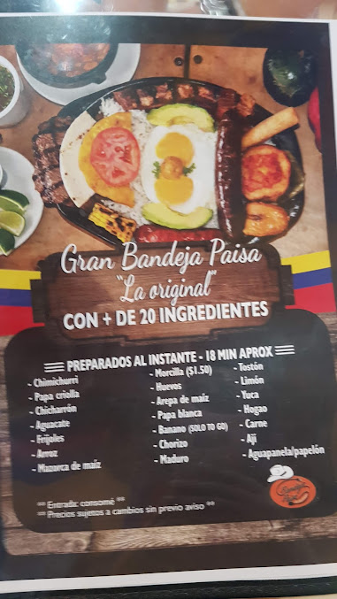 Menu Bandeja Paisa Restaurant. Latin & Fast Food - 6