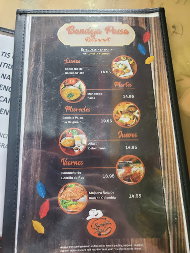 Menu Bandeja Paisa Restaurant. Latin & Fast Food - 7