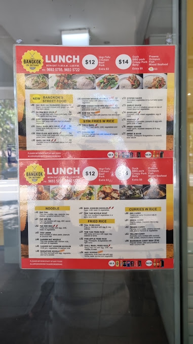 Menu Bangkok On Botany - 1