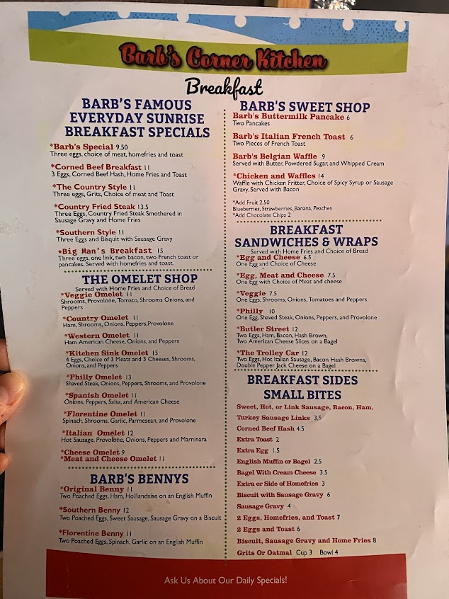 Menu Barbs Corner Kitchen - 2