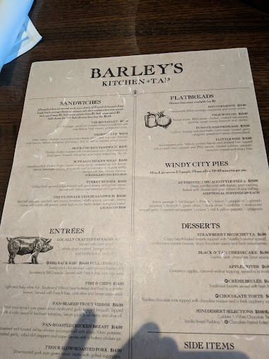 Menu Barleys Kitchen Tap - 1