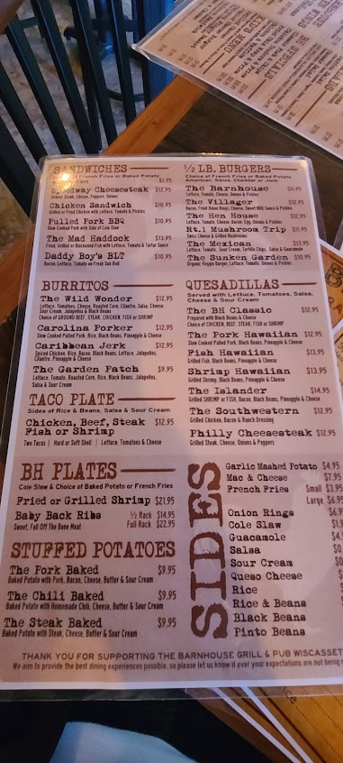Menu Barnhouse Grill Pub Wiscasset - 5