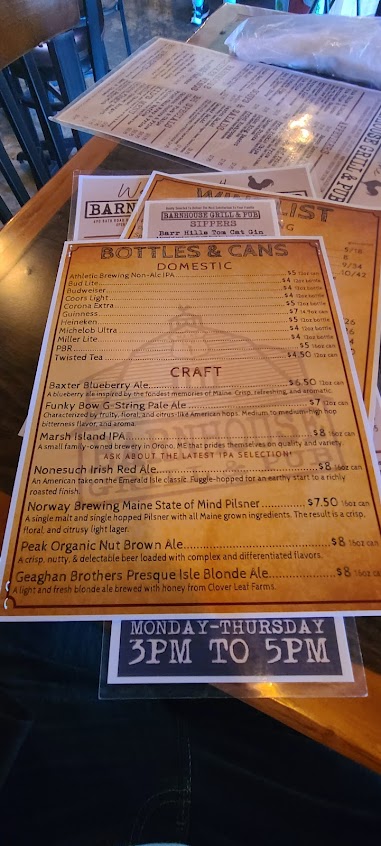 Menu Barnhouse Grill Pub Wiscasset - 6