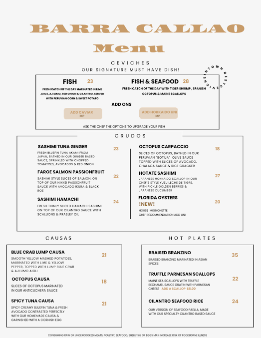 Menu Barra Callao - 1