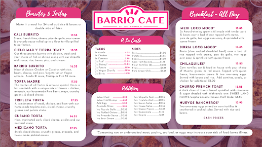 Menu Barrio Cafe - 1