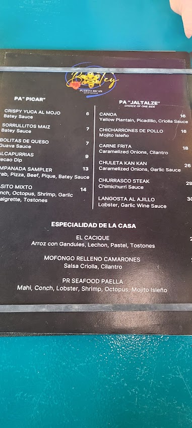 Menu Batey Puerto Rican Gastronomy - 2