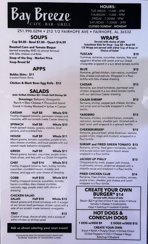 Menu Bay Breeze Cafe - 1