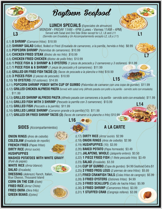 Menu Baytown Seafood Restaurant And Crawfish Headquarters - 3