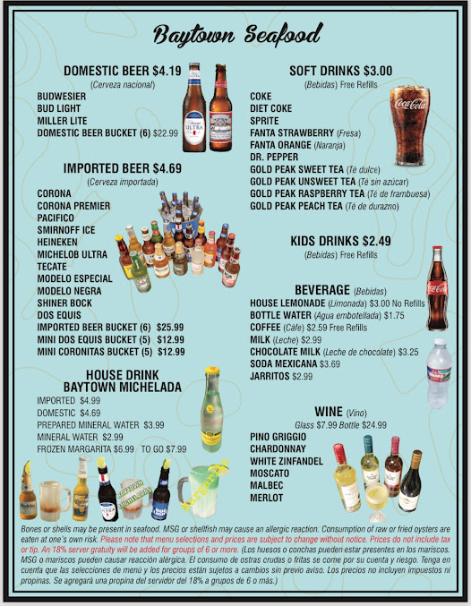 Menu Baytown Seafood Restaurant And Crawfish Headquarters - 5