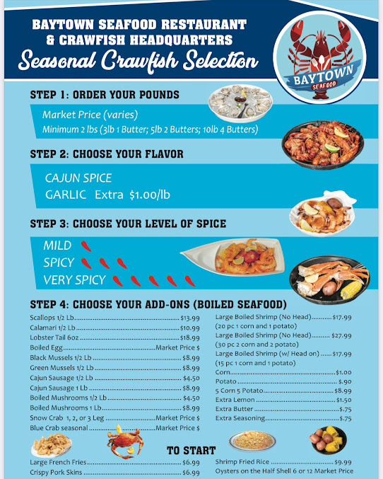 Menu Baytown Seafood Restaurant And Crawfish Headquarters - 9