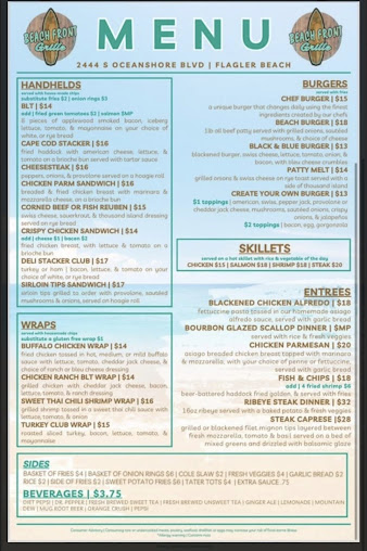 Menu Beach Front Grille - 0
