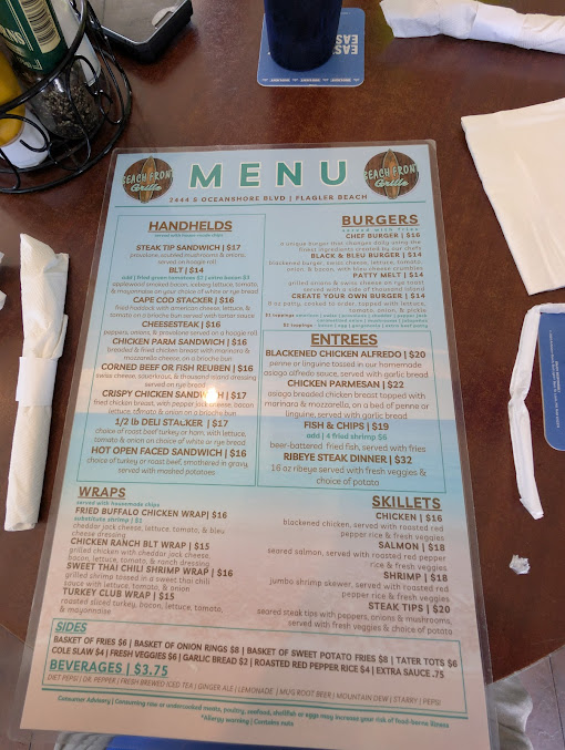 Menu Beach Front Grille - 3