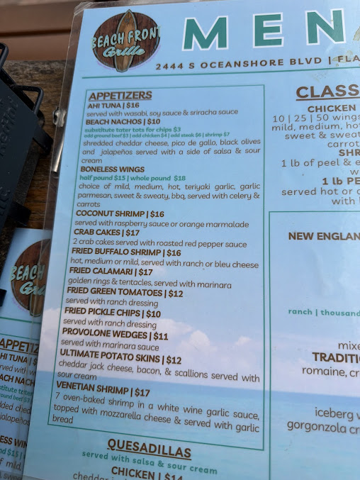 Menu Beach Front Grille - 4