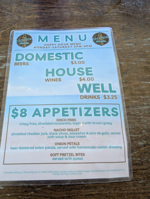 Menu Beach Front Grille - 8
