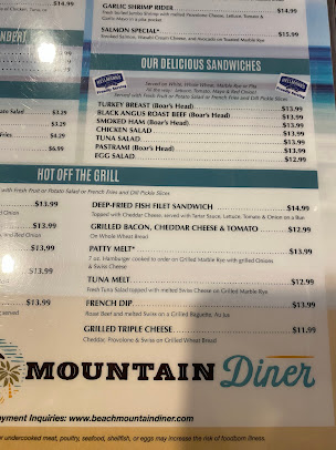 Menu Beach Mountain Diner Waynesville - 8