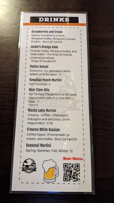 Menu Bear Creek Restaurant Inc - 3
