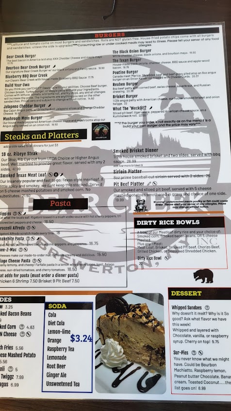 Menu Bear Creek Restaurant Inc - 4