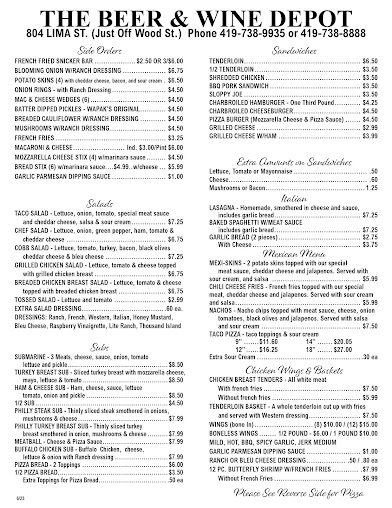 Menu Beer Wine Depot - 0