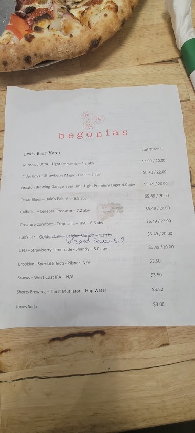 Menu Begonias - 5