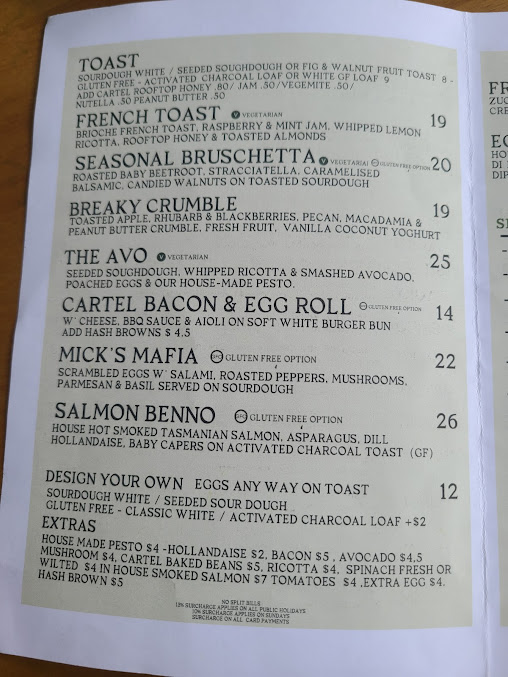 Menu Belgrave Cartel - 0