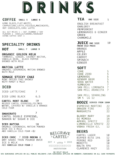 Menu Belgrave Cartel - 2