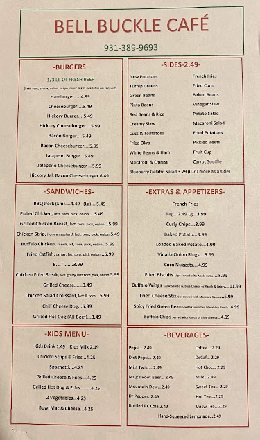 Menu Bell Buckle Cafe - 0