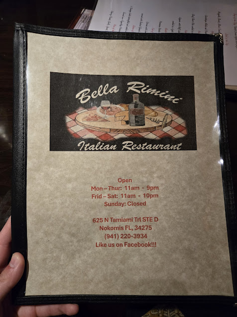 Menu Bella Rimini Italian Restaurant - 1