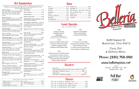 Menu Belleria Boardman - 1