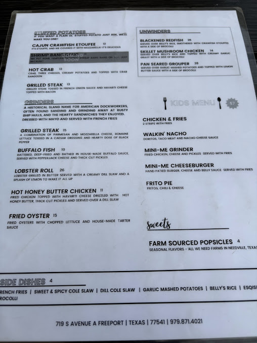 Menu Bellys On The Brazos - 1