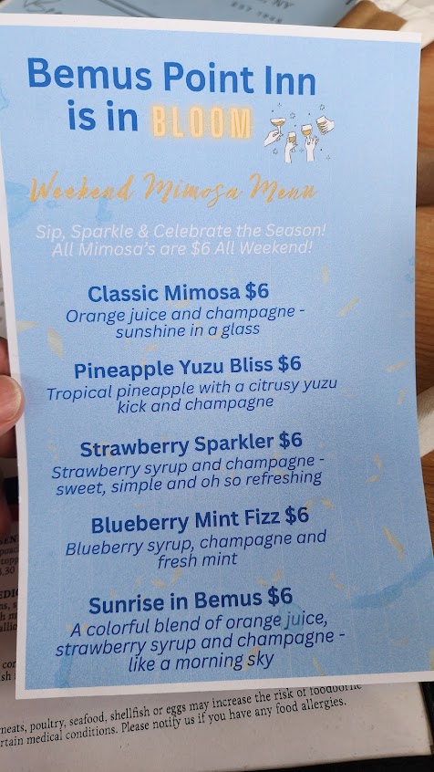 Menu Bemus Point Inn Restaurant - 1