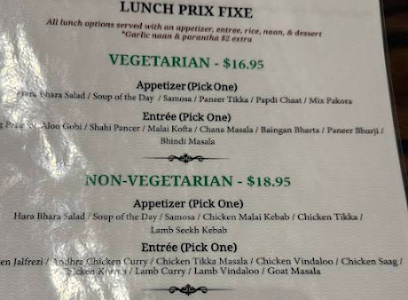 Menu Benares Tribeca Indian Restaurant - 8