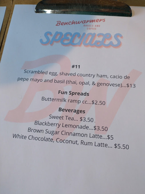 Menu Benchwarmers Bagels - 7