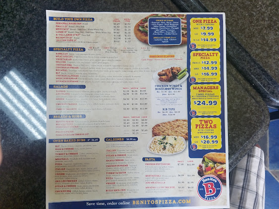 Menu Benitos Pizza South Lyon - 1
