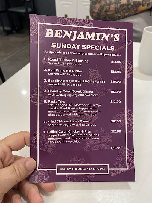 Menu Benjamins Restaurant - 2