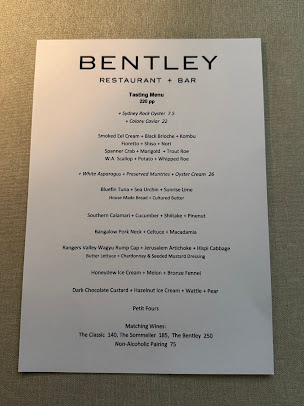 Menu Bentley Restaurant + Bar - 1