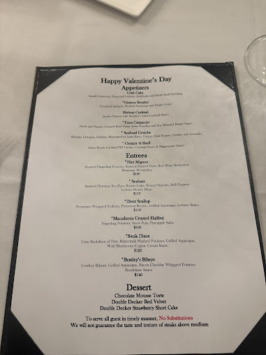 Menu Bentley's Restaurant - 0