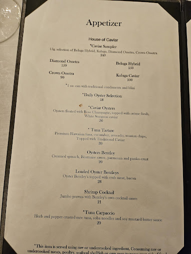 Menu Bentley's Restaurant - 2