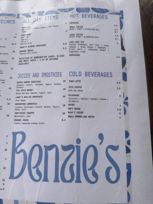 Menu Benzie's Cafe - 3