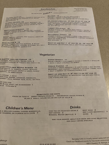 Menu Berkeley Cafe - 2