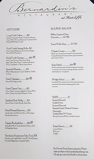 Menu Bernardin's Restaurant At Ratcliffe - 0