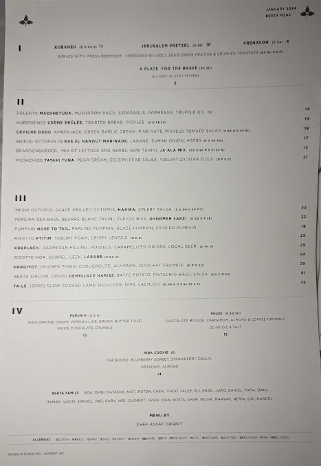 Menu Berta Restaurant - 0