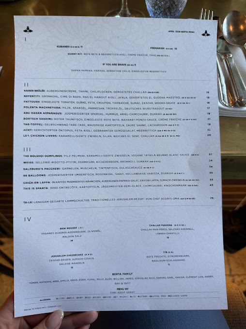 Menu Berta Restaurant - 1