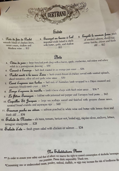 Menu Bertrand Pittsburgh - 2