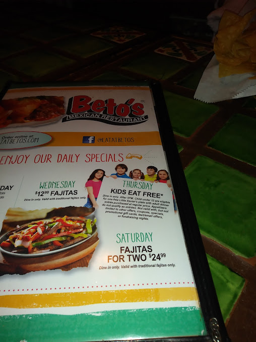 Menu Betos Mexican Food - 0